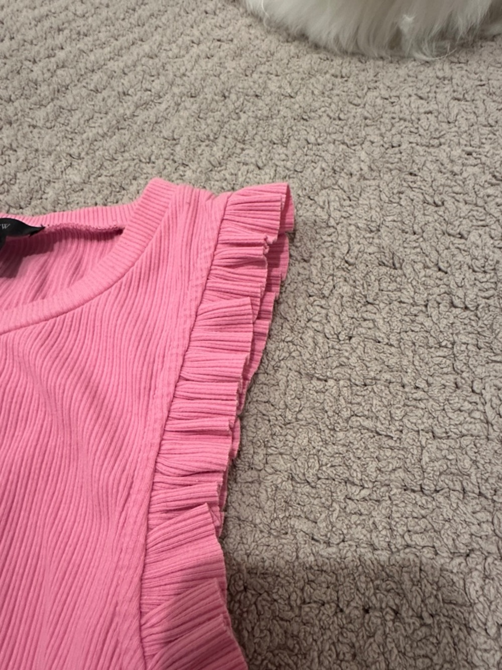 J. Crew Pink Ribbed Ruffle-Trim Tank - Picture 3 of 4